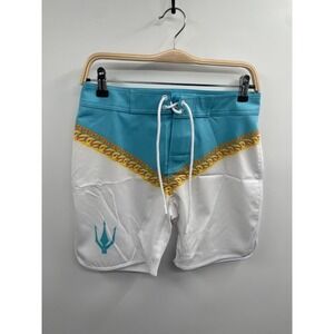 Fied Physique Board Shorts Men's 28 Royal Mint Colorblock Stretch Swimwear NWT